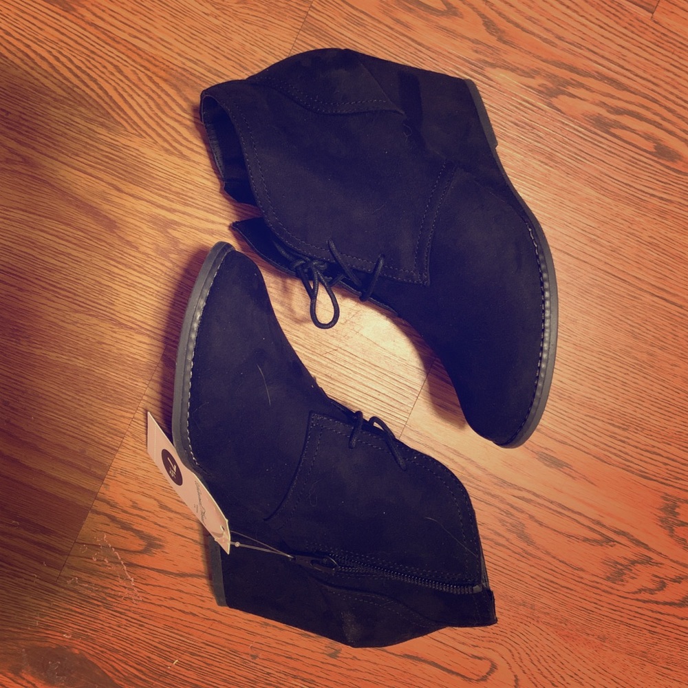 Black wedge booties- never worn
